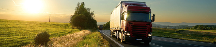 LKW fährt durch Landschaft